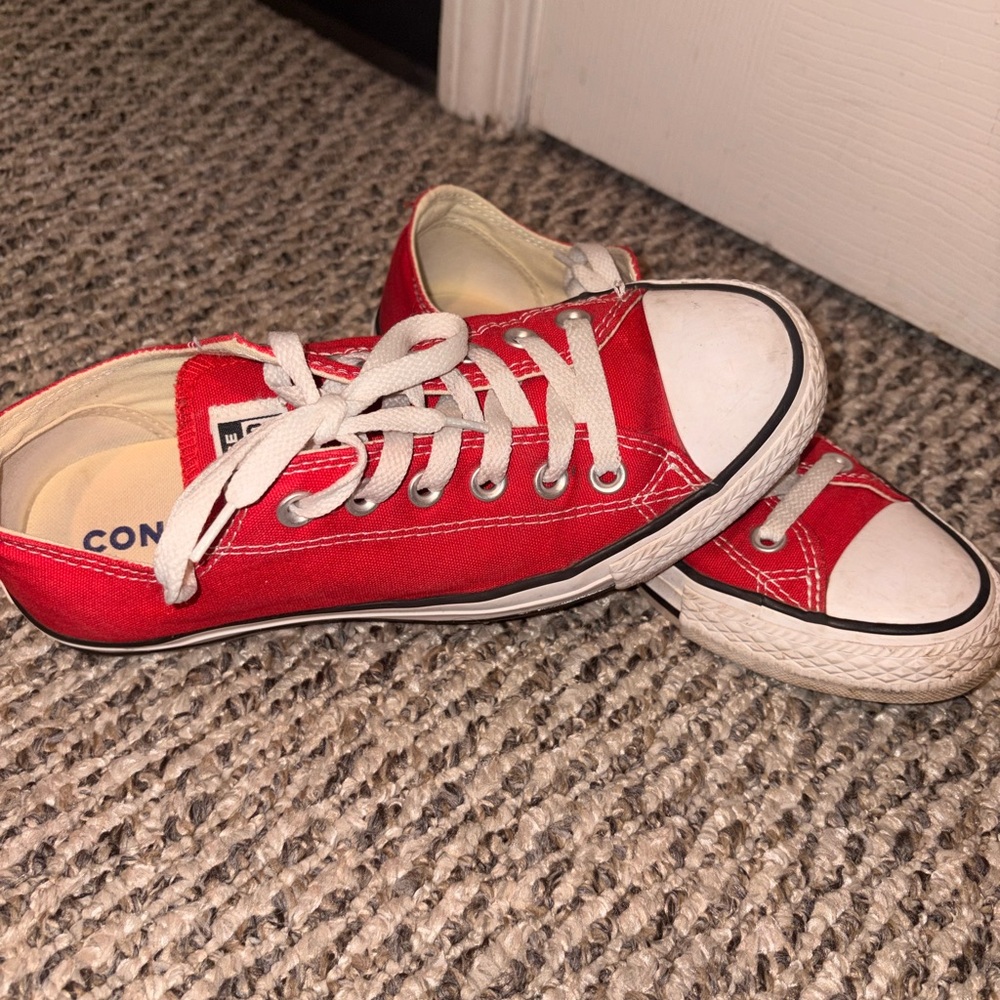 Converse Women’s Red & White Low-Top Canvas Sneakers